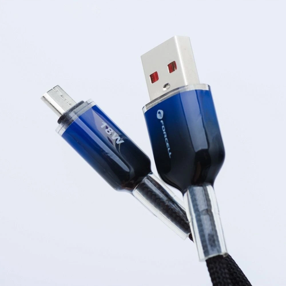 USB A į Micro USB laidas Forcell F-Energy QC3.0 2,4A 18W gradientas 1 m C351 juodas