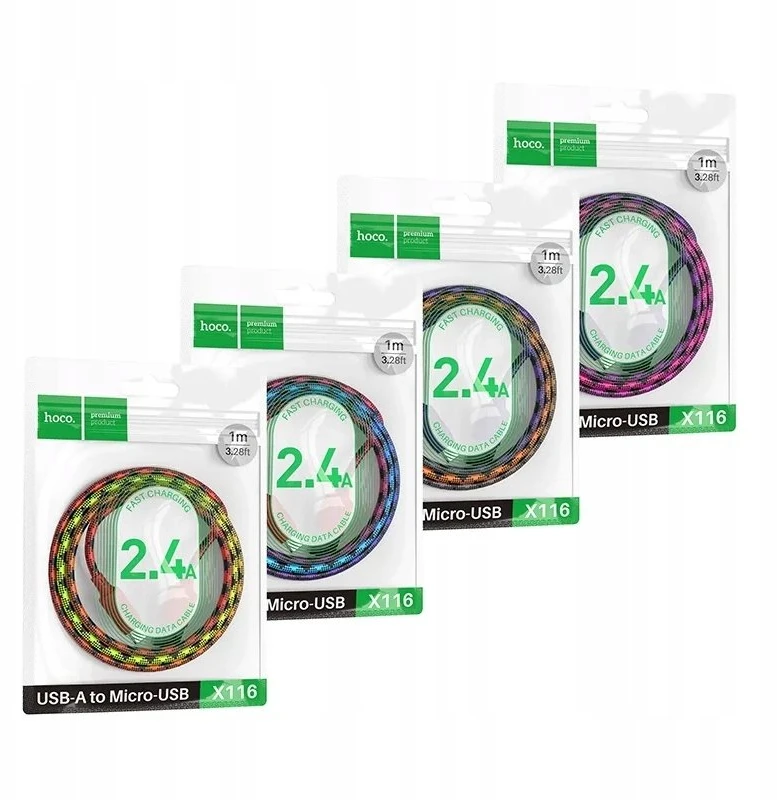 USB A į Micro USB kabelis Hoco 2,4A 1 m X116 gradientinis violetinis
