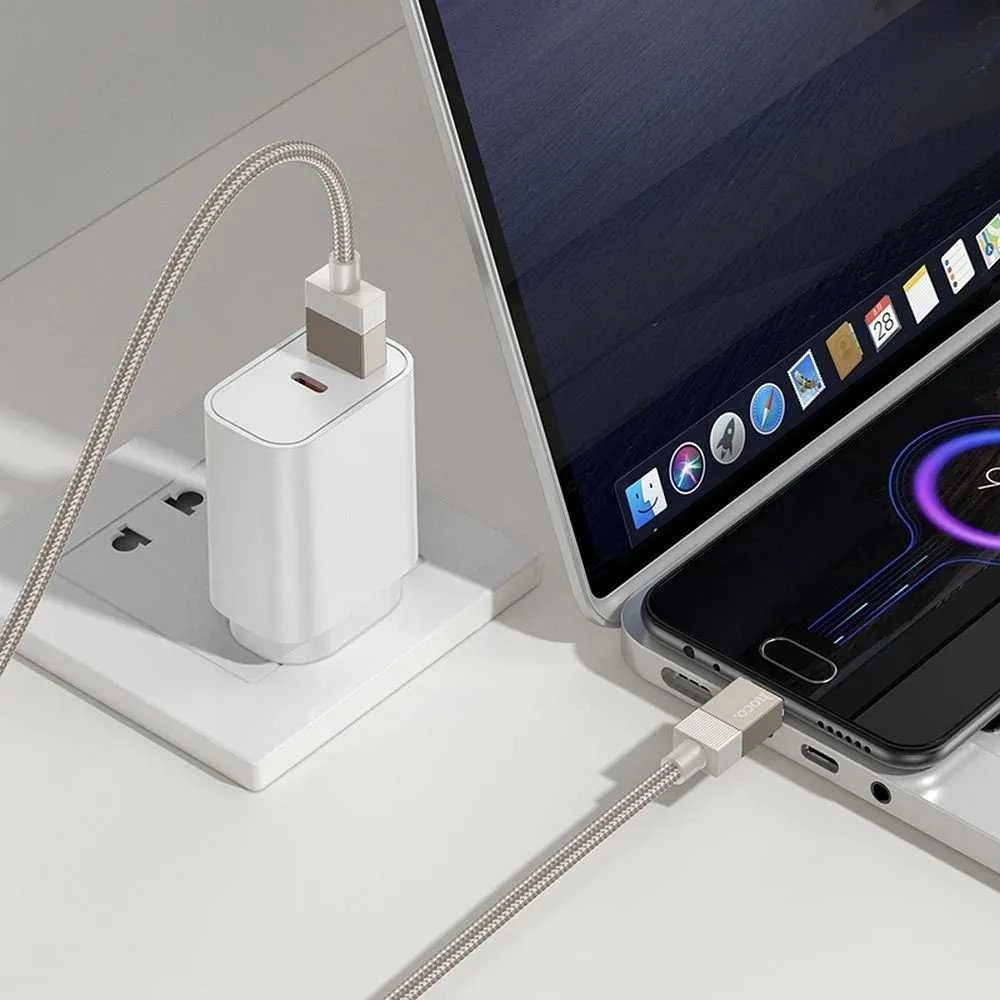 USB A tipo į Micro USB adapterį Hoco 2,4A, 1 m, X110, auksinis