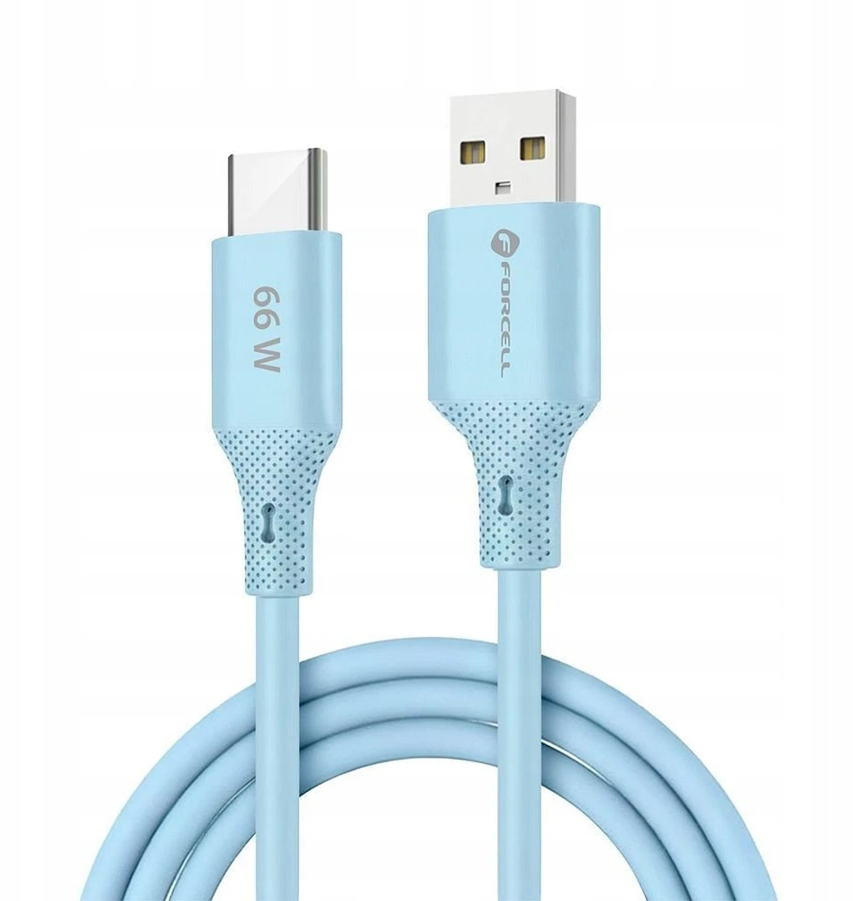 USB A į USB C laidas Forcell F-Energy QC4.0 3A 66W silikoninis 1 m C342 mėlynas