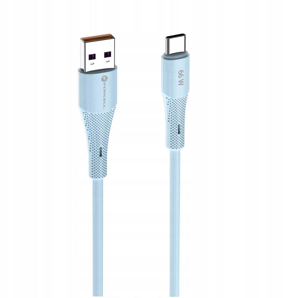 USB A į USB C laidas Forcell F-Energy QC4.0 3A 66W silikoninis 1 m C342 mėlynas