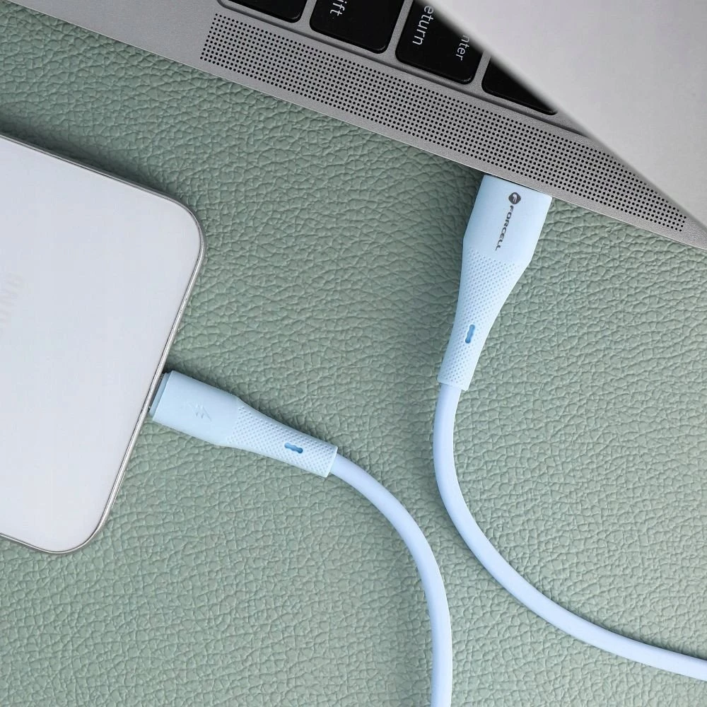 USB A į USB C laidas Forcell F-Energy QC4.0 3A 66W silikoninis 1 m C342 mėlynas