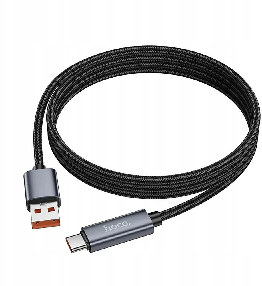 Laidas USB A į USB C Hoco 5A su ekranu 1 m X112 juodas