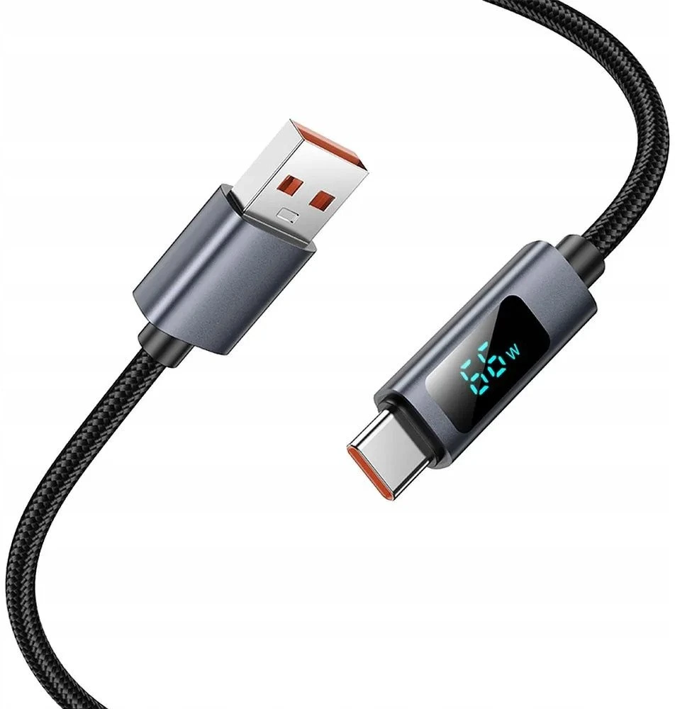 Laidas USB A į USB C Hoco 5A su ekranu 1 m X112 juodas