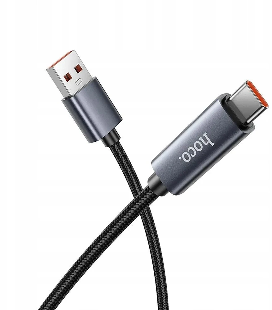 Laidas USB A į USB C Hoco 5A su ekranu 1 m X112 juodas