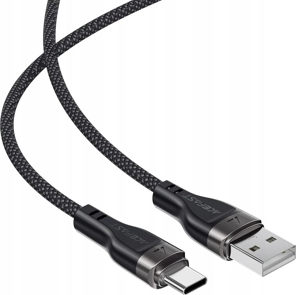 Acefast C11-04 USB-A – USB-C 3A kabelis 1.2m Magnetic Braid – juodos spalvos
