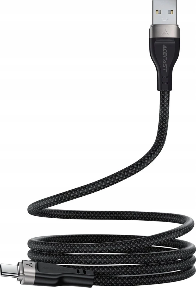 Acefast C11-04 USB-A – USB-C 3A kabelis 1.2m Magnetic Braid – juodos spalvos
