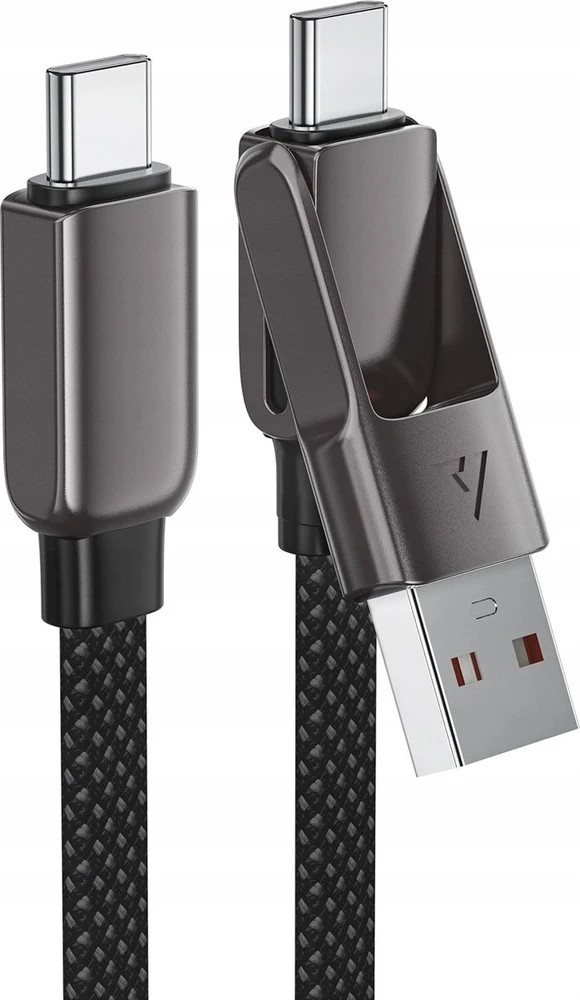 Acefast C13-05 USB-C – USB-A / USB-C kabelis 480Mb/s 3A 0.2m – Juodos spalvos