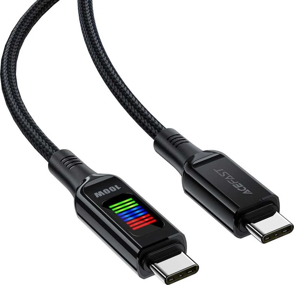 USB-C į USB-C laidas Acefast C7-03 1.2 m, su ekranu (juodas)