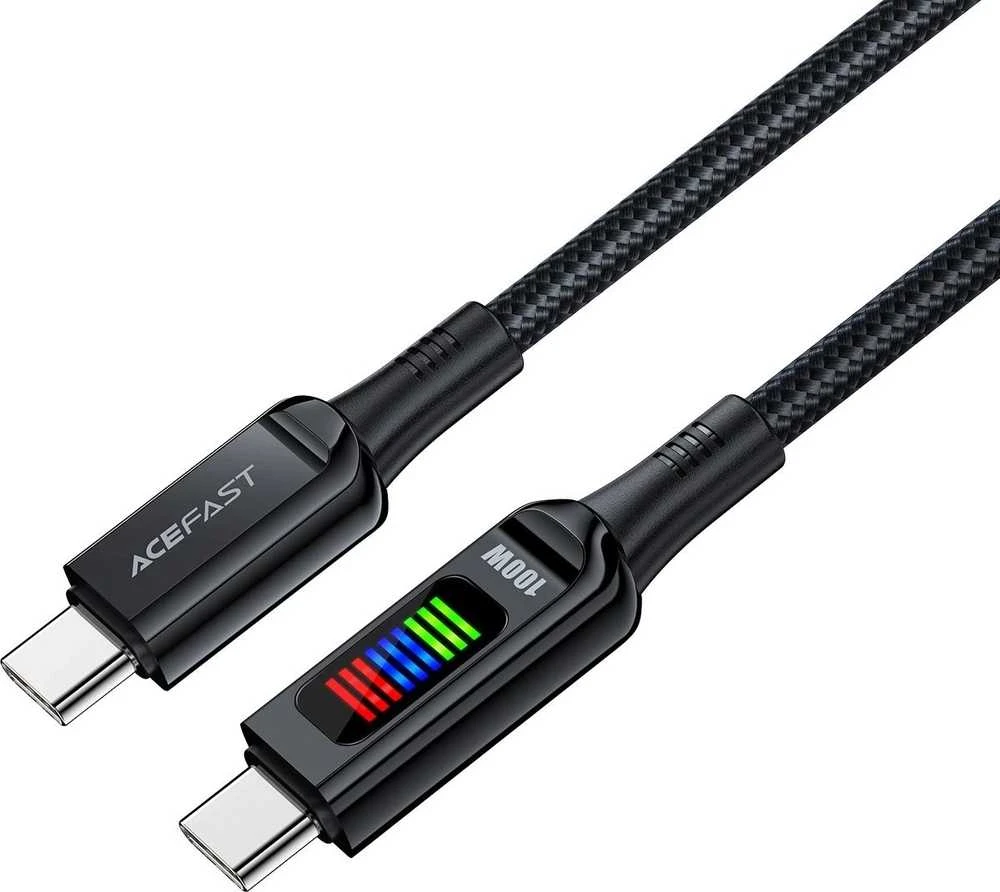 USB-C į USB-C laidas Acefast C7-03 1.2 m, su ekranu (juodas)