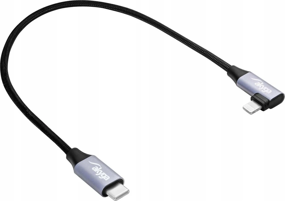 Kabelis USB Akyga USB-C - Lightning 0.3 m Juodas (AK-USB-55)