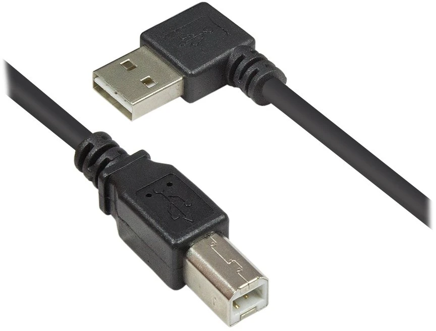Kabelis USB Alcasa Good Connections EASY A kątowy B USB2.0 0,5 m Juodas (2510-EU005W)