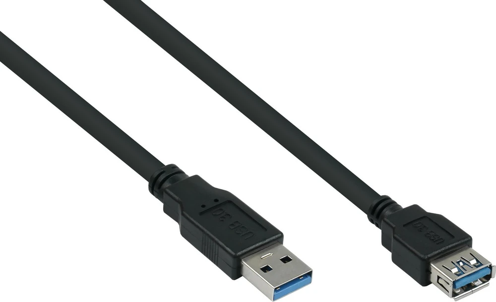 Kabelis USB Alcasa USB-A - USB-A 5 m Juodas (UK30P-ASA-050S)