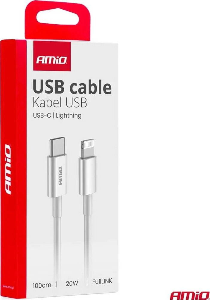 USB-C – Lightning kabelis 20W 100cm FullLINK AMIO-03898