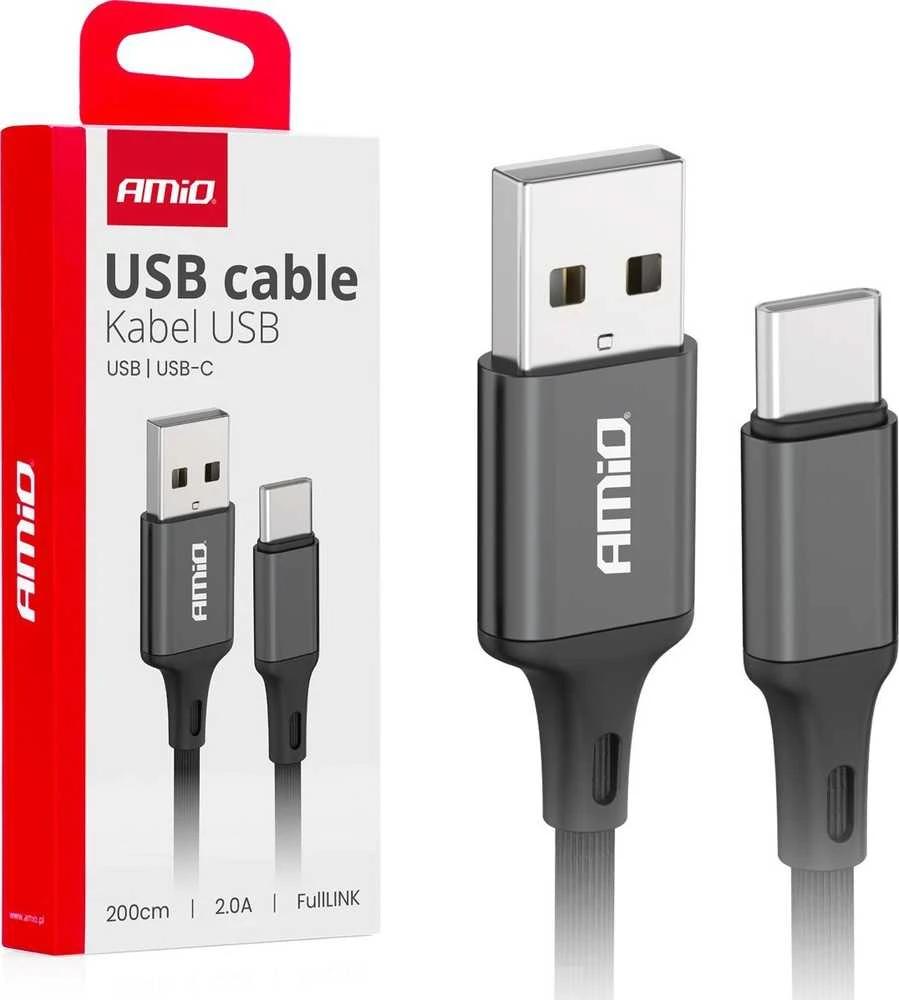 USB – USB-C kabelis 2A 200 cm FullLINK AMIO-03900
