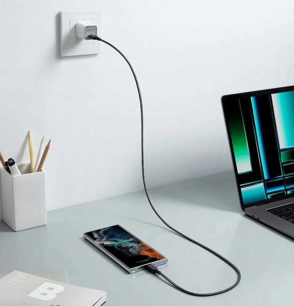 USB Laidas - Anker 322 USB C 0,9 m 60 W Juodas