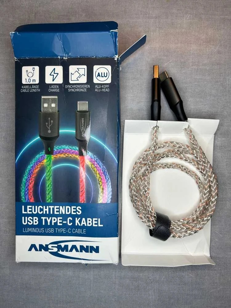 Ansmann USB-A / USB-C laidas su LED apšvietimu 100 cm 1700-0158