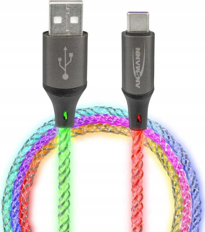 Ansmann USB-A / USB-C laidas su LED apšvietimu 100 cm 1700-0158