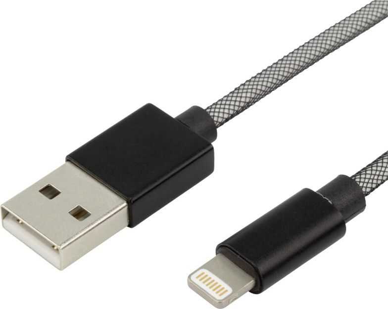 Kabelis USB Ansmann USB-A - Lightning 1 m Pilka (1700-0045)