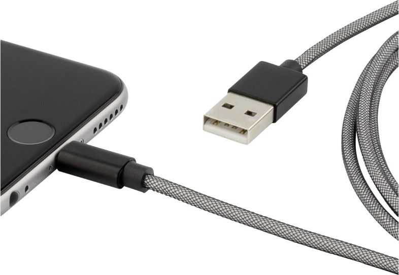 Kabelis USB Ansmann USB-A - Lightning 1 m Pilka (1700-0045)