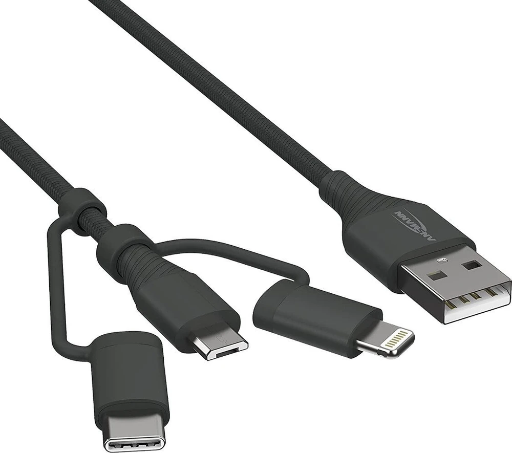 ANSMANN USB 3 viename duomenų / įkrovimo laidas, 120 cm