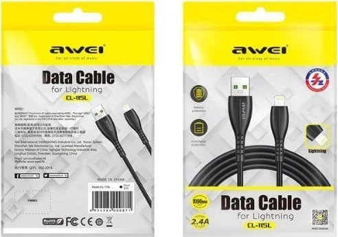 AWEI CL-115L USB į Lightning Kabelis juodos spalvos