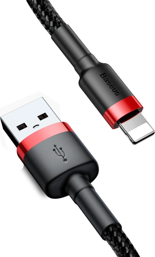 Baseus Cafule dvipusis USB Lightning kabelis 2.4A 1m - Juodas / Raudonas