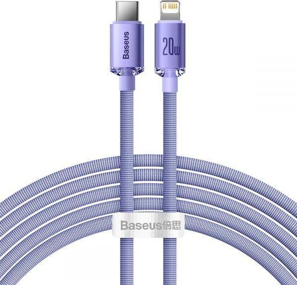 Baseus Crystal kabelis USB-C - Lightning 20W PD 2m - Violetinis