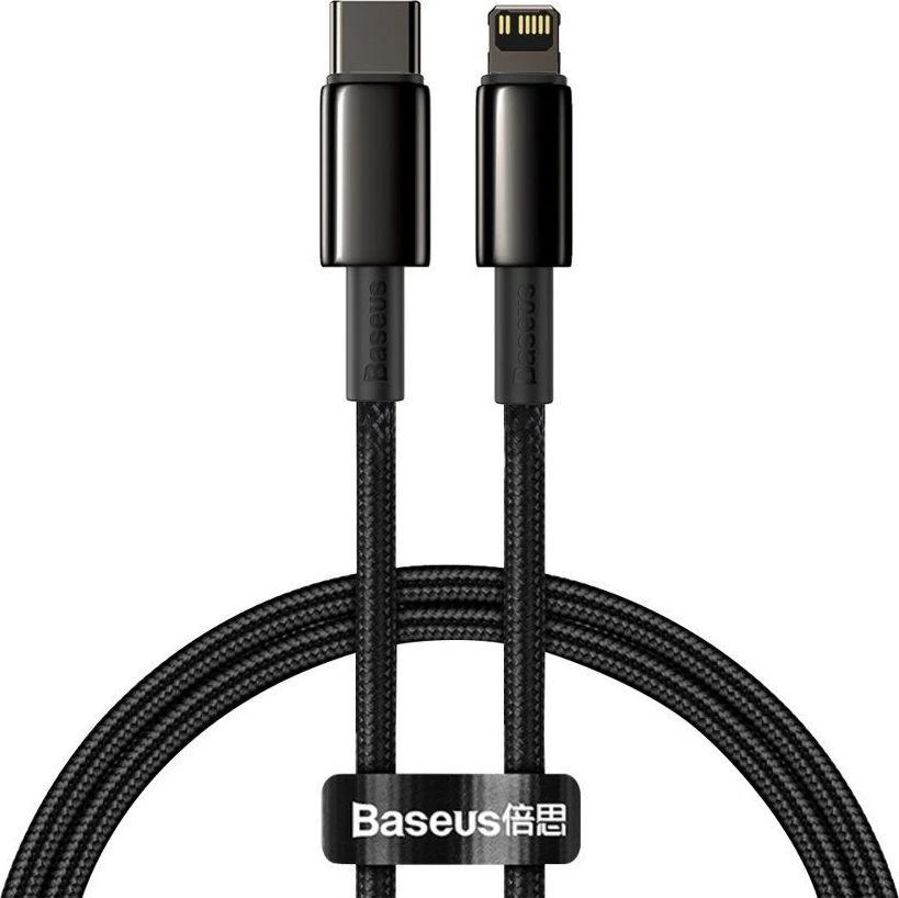 Baseus USB Type C - Lightning kabelis „Power Delivery“ greitam įkrovimui 20 W 1 m, juodas (CATLWJ-01) (Juodas)