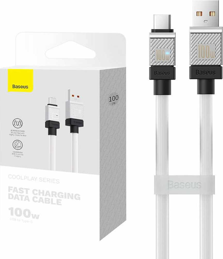 USB laidas per USB-C Baseus CoolPlay 100W 1m (baltas)