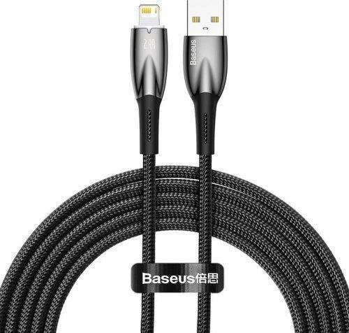 USB laidas, skirtas Lightning Baseus Glimmer Series, 2.4A, 1m (juodas)