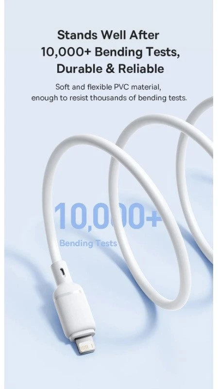 Baseus Silky serijos įkrovimo laidas USB į iPhone 2.4A 2m baltas