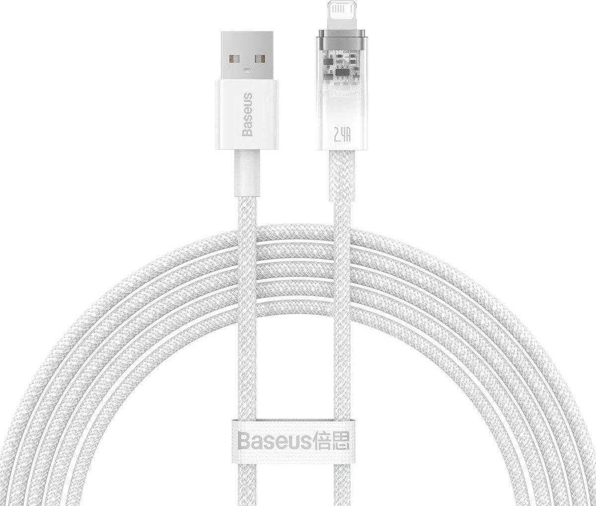 Greito įkrovimo kabelis Baseus USB-A su Lightning Explorer Series 2m, 2.4A (baltas)