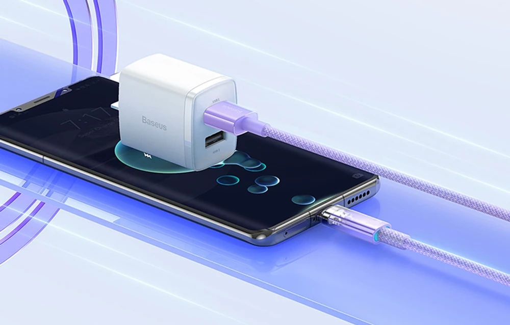 Greitas įkrovimas USB-C Baseus Flash, QC 3.0, Huawei SCP, Samsung AFC, 5A, 1m (žalia)