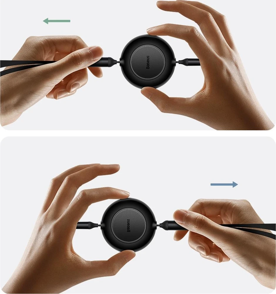 Baseus Bright Mirror 3 USB 3-in-1 kabelis skirtas micro USB USB-C Lightning 66W 2A 1,1m – Juodas