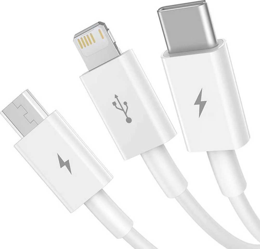 Greitas įkrovimas iš USB į M+L+C Baseus Superior Data 3.5A 0.5m (balta)