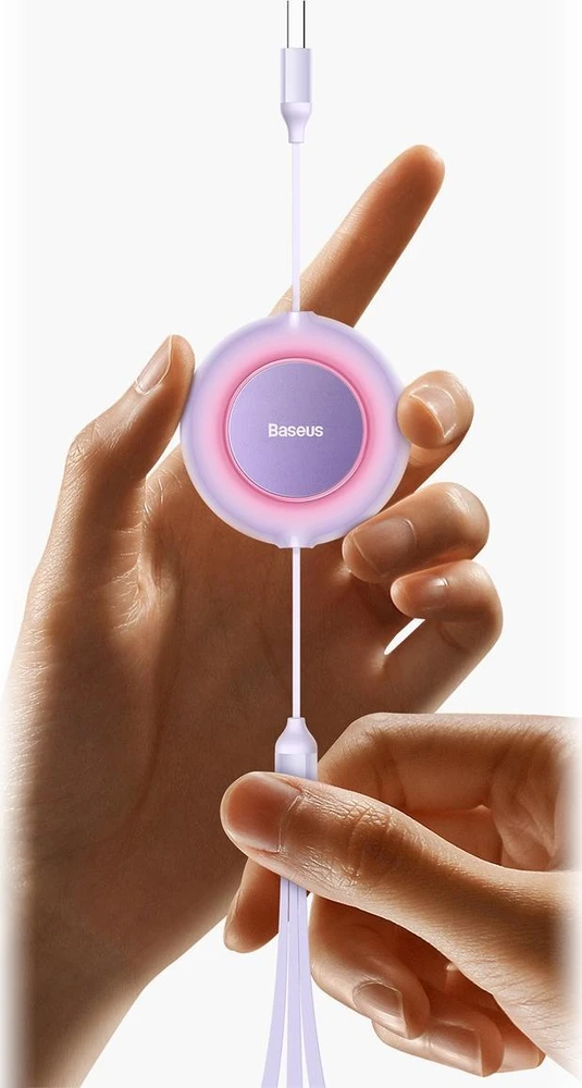 Baseus Bright Mirror 3 USB 3-in-1 kabelis skirtas micro USB USB-C Lightning 66W 2A 1,1m – Juodas