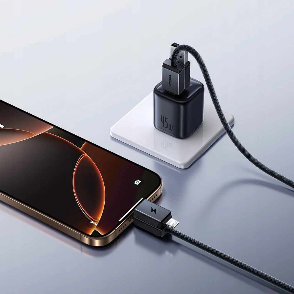 Kabelis Baseus Versatile 60W USB-C - USB-C su adapterami USB-A i Lighting 1m - juoda