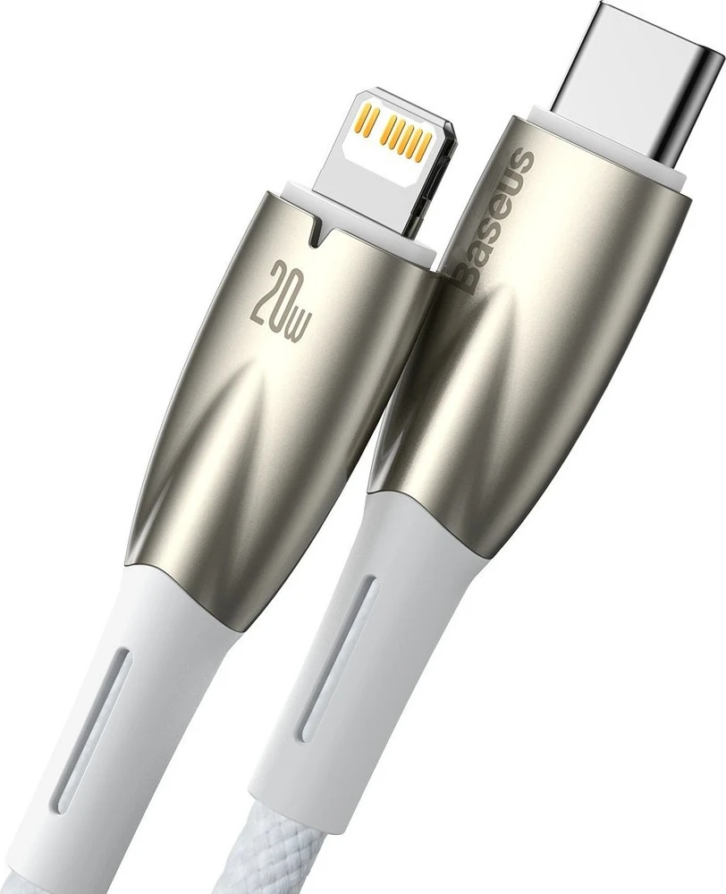 USB-C laidas, skirtas Lightning Baseus Glimmer Series, 20W, 1m (baltas)