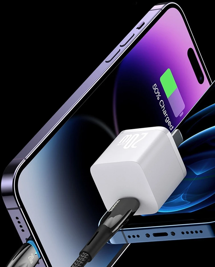 USB-C laidas, skirtas Lightning Baseus Glimmer Series, 20W, 1m (baltas)