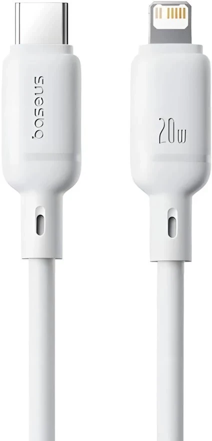 Baseus Silky serijos įkrovimo laidas iš Type-C į iPhone 20W, 2m, mėnulio baltumo