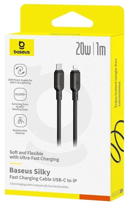„Baseus Silky“ serijos įkrovimo laidas, iš kurio galima jungti C tipo maitinimą į „iP“, 20 W, 2 m