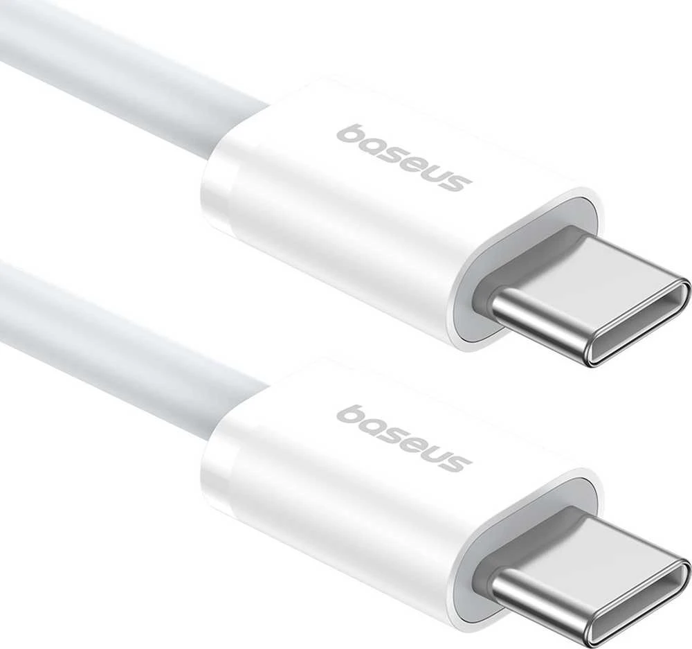 Baseus „Superior Series 2“ greito įkrovimo duomenų kabelis, C tipo į C tipo, 30 W, 1 m, „Moon baltos spalvos“.