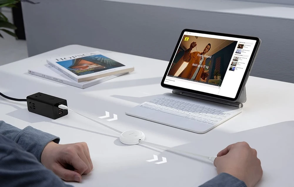 Baseus Free2Pull Mini USB-C į USB-C USB laidas, 60 W, 1, (balta)