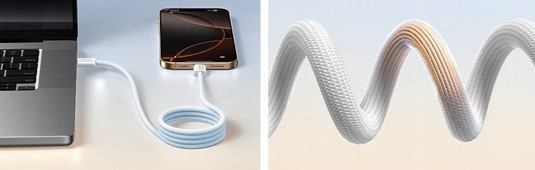 Baseus Dynamic 4 Pro 100W USB-C - USB-C magnetinis kabelis 1 m - baltas