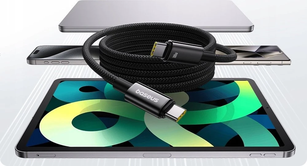 Baseus Tungsten Gold įkrovimo kabelis USB-C į USB-C 100 W 1 m (juodas)