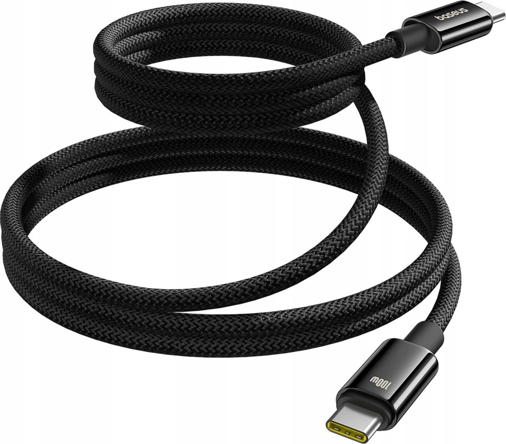 Baseus Tungsten Gold įkrovimo kabelis USB-C į USB-C 100 W 1 m (juodas)