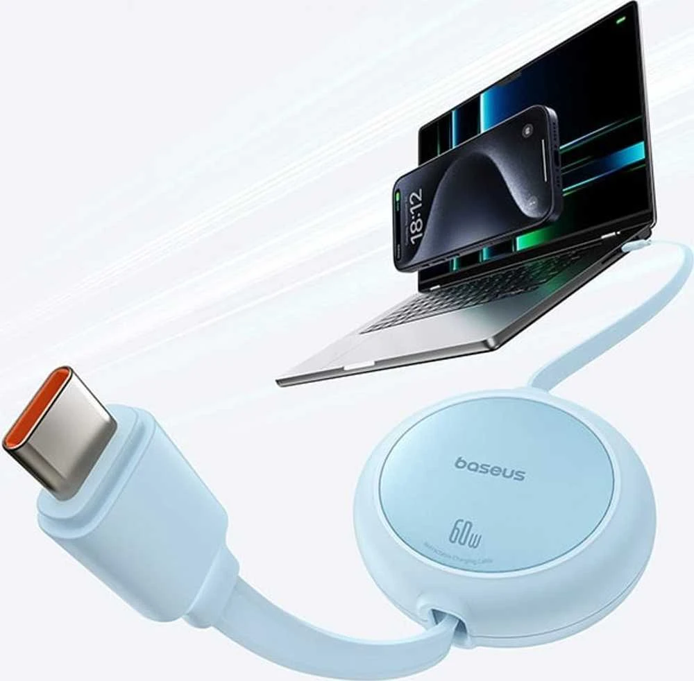 Baseus Free2Pull Mini USB-C į USB-C 60 W USB kabelis, 1m (mėlynas)