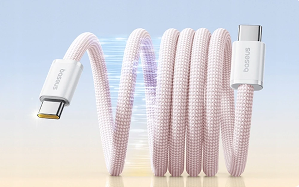 „Baseus Dynamic 4 Pro“ serijos duomenų kabelis USB-C – USB-C 100W 1m, kūdikių rožinė
