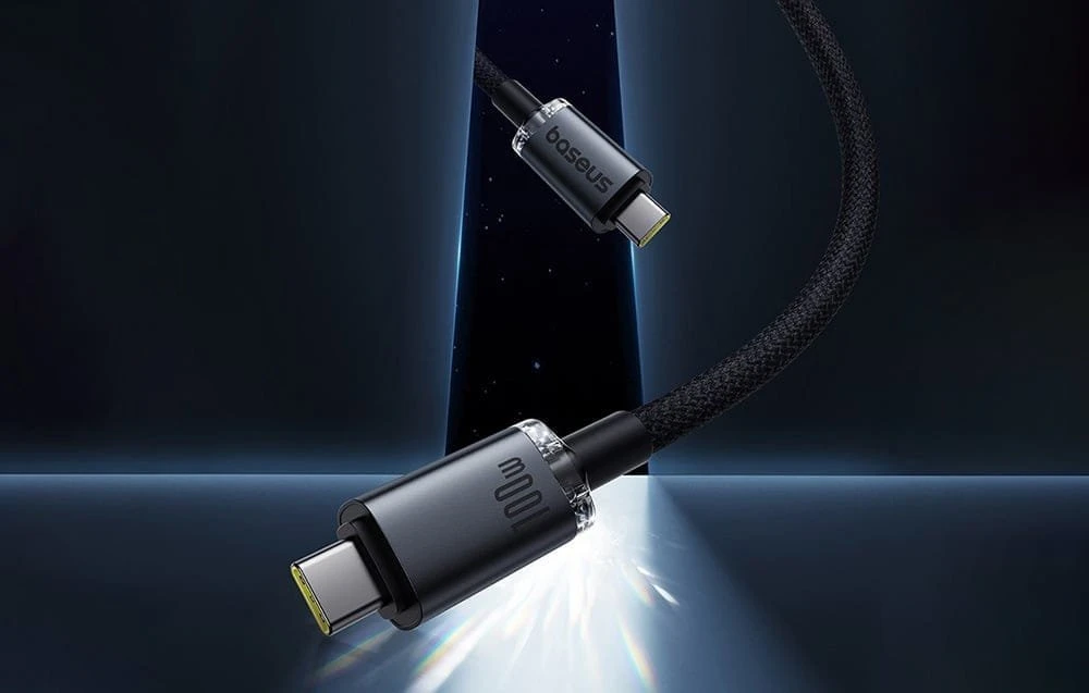 Baseus Crystal Shine Series Data kabelis USB-C - USB-C 100W 1,5m juodos spalvos
